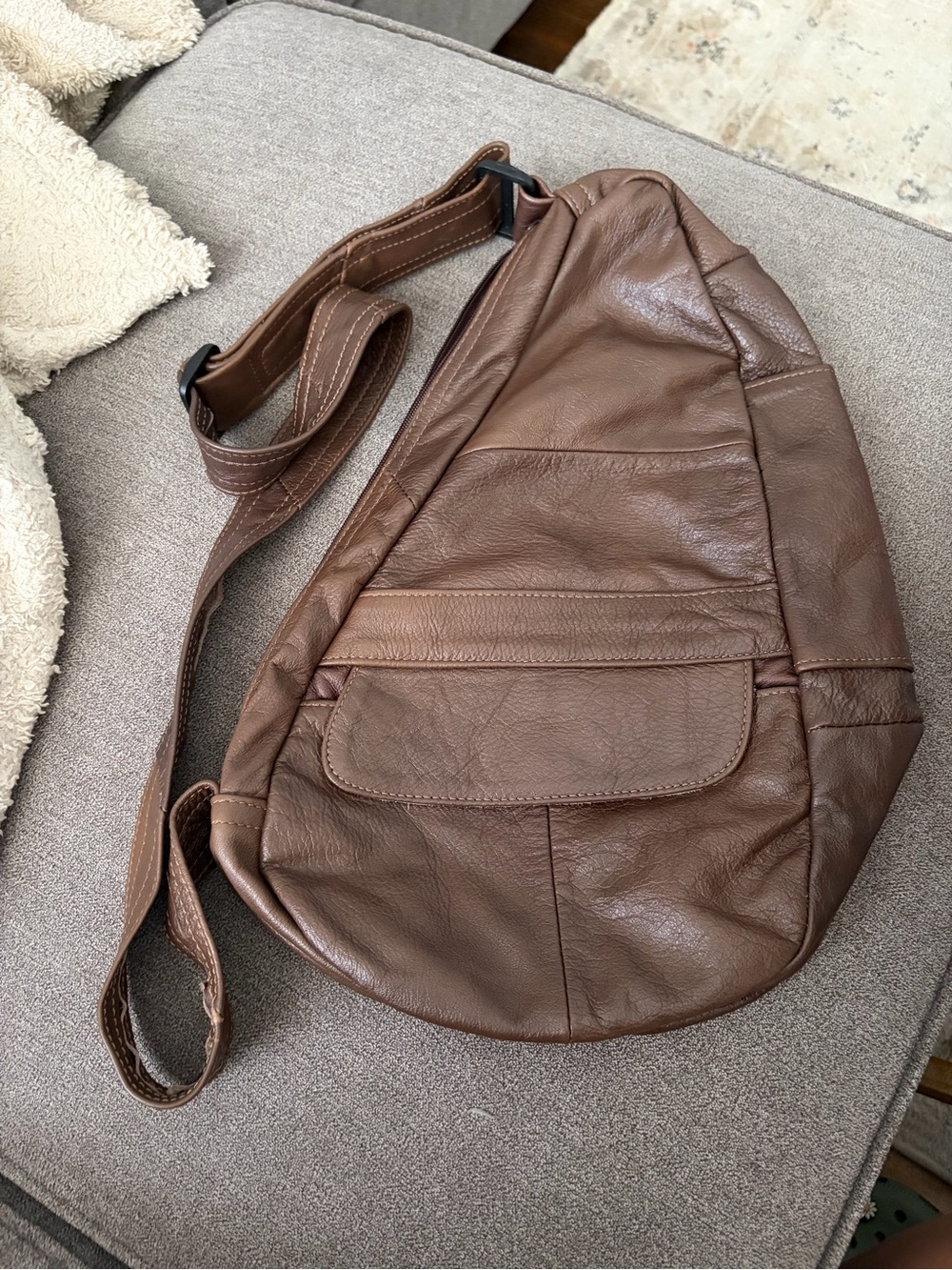 Brown Leather Sling Bag Classic Casual Carry